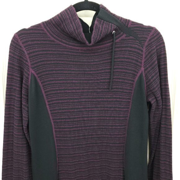 Prana Kelland Wool-Blend Long Sleeve Knit Sweater Dress S Burgundy (Black/Red) - Picture 5 of 16